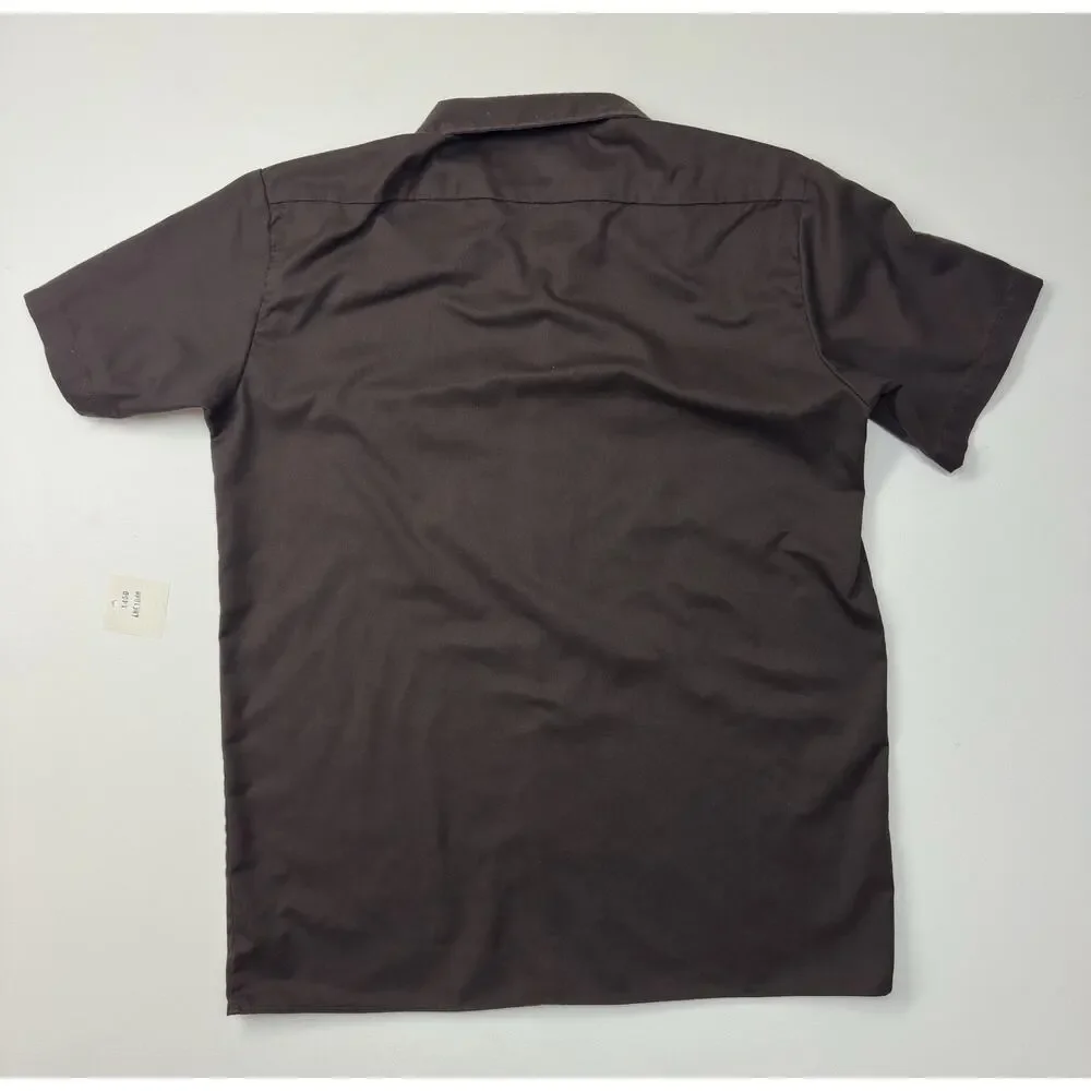 Used Dark Brown Dickies Men's Short Sleeve Work Shirt Large